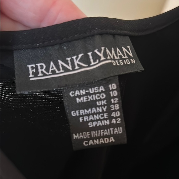 Sexy Frank Lyman Design Black Stretchy Sheath Dress with Long Sleeves, size 10 - Picture 7 of 8